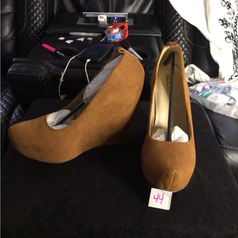 Soda Brown Wedge Shoes Classic Suede Design